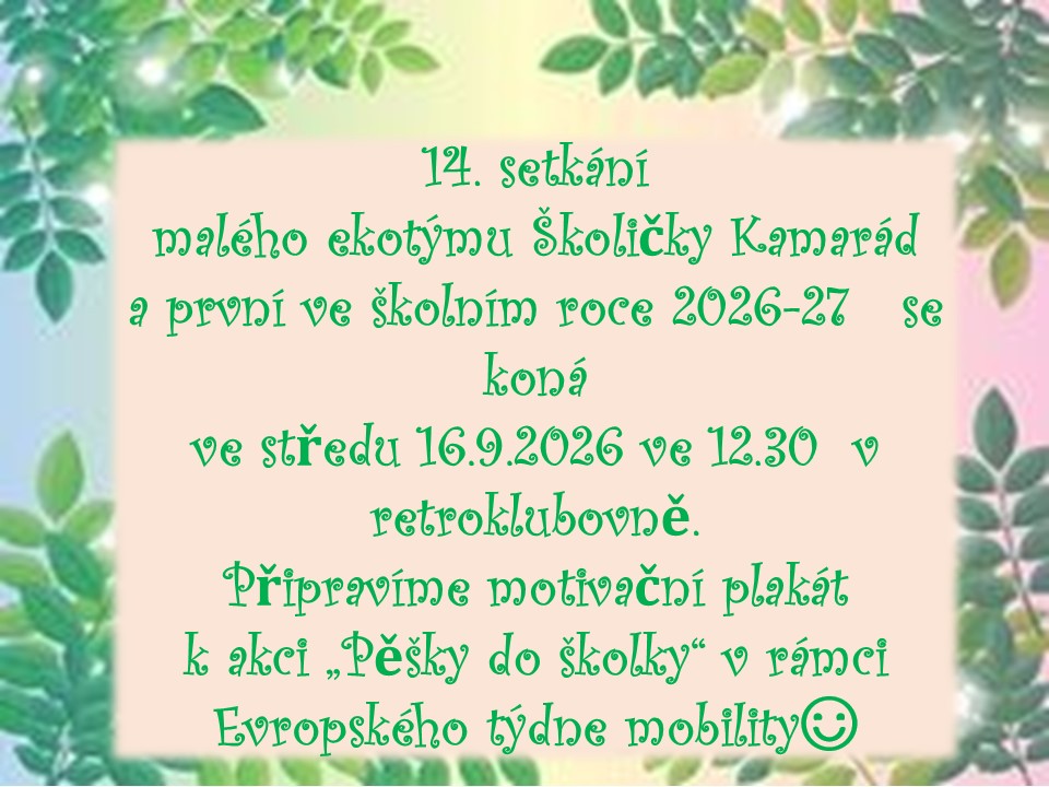 Pozvanka 14. maly ekotym tvori plakat ne Do skolky pesky